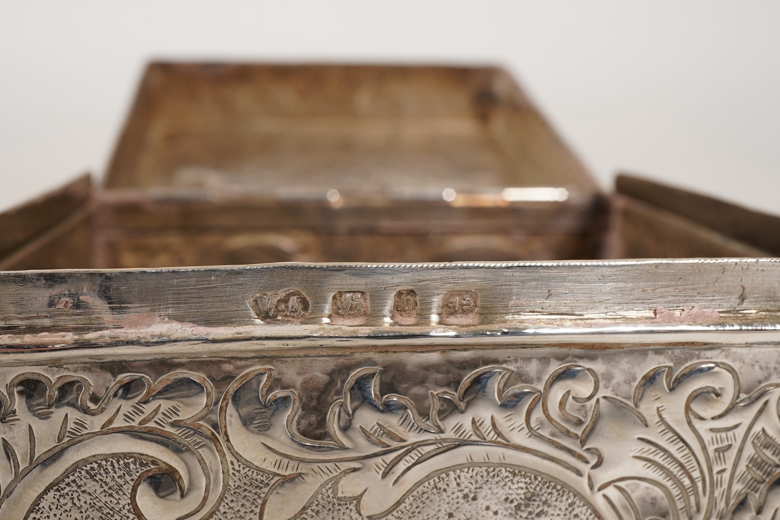 A late Victorian silver square tea caddy, by William Aitken
